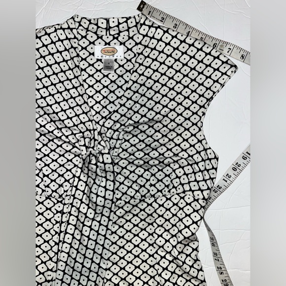 Talbots Petite Black and White Knit Midi Fit Flare Dress - Picture 10 of 15